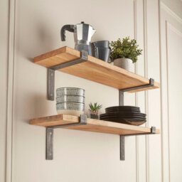 Off the Grain Rustic Wooden Shelves With Brackets -80Cm Wall Shelves Pack Of 2 - 22.5Cm Deep - thumbnail 2