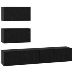 Berkfield Elegant Tv Cabinet Set 4 Pcs Black Oak 100 X 30 X 30 Cm Engineered Wood - thumbnail 1