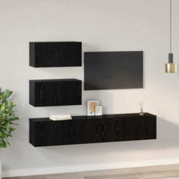 Berkfield Elegant Tv Cabinet Set 4 Pcs Black Oak 100 X 30 X 30 Cm Engineered Wood - thumbnail 4