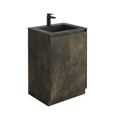 Plum&clay Rigel Metallic Floor Standing Bathroom Vanity Unit With Black Basin (W)600mm (H)850mm