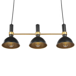 Beliani 3-Light Hanging Track Lamp Black Gold Metal 107 Cm - Industrial Pendant For Dining And Living Areas - thumbnail 4
