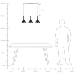 Beliani 3-Light Hanging Track Lamp Black Gold Metal 107 Cm - Industrial Pendant For Dining And Living Areas - thumbnail 3