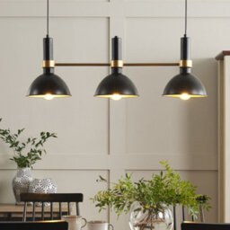 Beliani 3-Light Hanging Track Lamp Black Gold Metal 107 Cm - Industrial Pendant For Dining And Living Areas - thumbnail 1