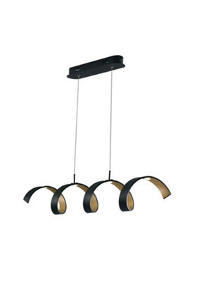 Luminosa Lighting Luminosa Helix Led Swirl Pendant Ceiling Light Black, Gold 1600Lm 3000K 80X13.5Cm