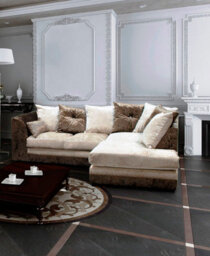 Bella Crushed Velvet Right Hand Facing Corner Sofa Brown-Mink - thumbnail 1