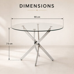 Oira Homes Round Glass Dining Table Set With 4 Dark Grey Velvet Diamond Chairs 4 Seater Kitchen Dining Set - thumbnail 6