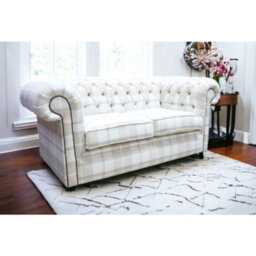 Chesterfield Handmade Tartan 2 Seater Sofa Balmoral Natural Fabric In Classic Style - thumbnail 5