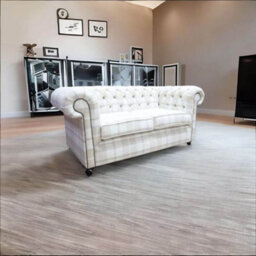 Chesterfield Handmade Tartan 2 Seater Sofa Balmoral Natural Fabric In Classic Style - thumbnail 2