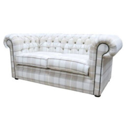 Chesterfield Handmade Tartan 2 Seater Sofa Balmoral Natural Fabric In Classic Style - thumbnail 3
