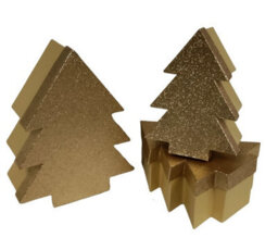 Eurowrap Gold Glitter Christmas Tree Gift Boxes Set Of 3 Nestable Gift Boxes - thumbnail 2