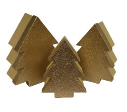 Eurowrap Gold Glitter Christmas Tree Gift Boxes Set Of 3 Nestable Gift Boxes - thumbnail 3