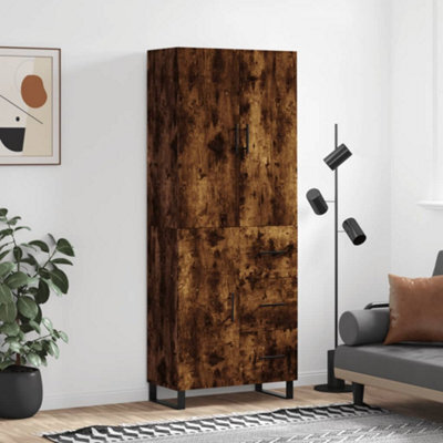 Berkfield Highboard Smoked Oak 69.5X34X180 Cm Engineered Wood - image 1