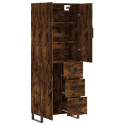 Berkfield Highboard Smoked Oak 69.5X34X180 Cm Engineered Wood - thumbnail 4