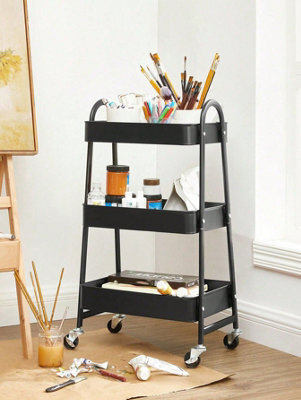 Songmics 3-Tier Rolling Cart, Metal Storage Cart, Kitchen Storage Trolley With 2 Brakes And Handles, Utility Cart, Easy Assembly - image 1