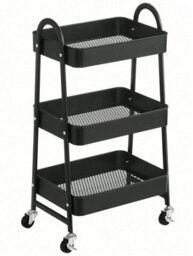 Songmics 3-Tier Rolling Cart, Metal Storage Cart, Kitchen Storage Trolley With 2 Brakes And Handles, Utility Cart, Easy Assembly - thumbnail 9