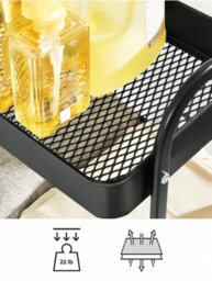 Songmics 3-Tier Rolling Cart, Metal Storage Cart, Kitchen Storage Trolley With 2 Brakes And Handles, Utility Cart, Easy Assembly - thumbnail 7