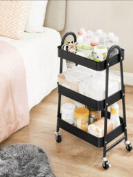Songmics 3-Tier Rolling Cart, Metal Storage Cart, Kitchen Storage Trolley With 2 Brakes And Handles, Utility Cart, Easy Assembly - thumbnail 5