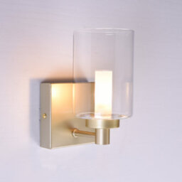 Harper Living 1Xg9 Wall Light, Up/down Light With Glass Shade, Gold Finish - thumbnail 1