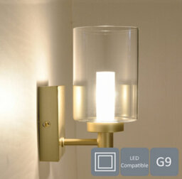 Harper Living 1Xg9 Wall Light, Up/down Light With Glass Shade, Gold Finish - thumbnail 4