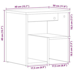Berkfield Nightstand Black Oak 40X30X40 Cm Made Of Engineered Wood - thumbnail 9