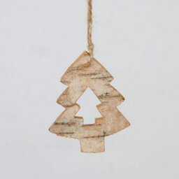 Shatchi Christmas Tree Ornaments Wooden Aesthetic Hanging Decorations Assorted Shapes 4Pcs - thumbnail 3