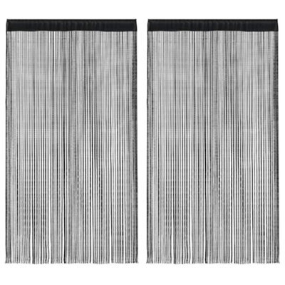 Berkfield String Curtains 2 Pcs 140X250 Cm Black - image 1