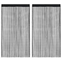 Berkfield String Curtains 2 Pcs 140X250 Cm Black - thumbnail 1