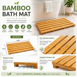 Aamen Natural Wooden Duckboard Bathroom Mat - 50Cm - thumbnail 4