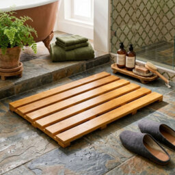 Aamen Natural Wooden Duckboard Bathroom Mat - 50Cm - thumbnail 2