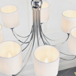 Luminosa Lighting Luminosa Phantom 7 Light Multi Arm Chandelier Chrome & White Tc Fabric Finish, E14 - thumbnail 4