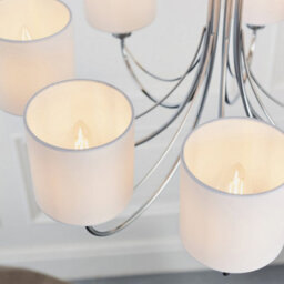 Luminosa Lighting Luminosa Phantom 7 Light Multi Arm Chandelier Chrome & White Tc Fabric Finish, E14 - thumbnail 5