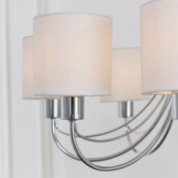 Luminosa Lighting Luminosa Phantom 7 Light Multi Arm Chandelier Chrome & White Tc Fabric Finish, E14 - thumbnail 6