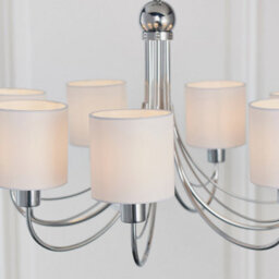 Luminosa Lighting Luminosa Phantom 7 Light Multi Arm Chandelier Chrome & White Tc Fabric Finish, E14 - thumbnail 3