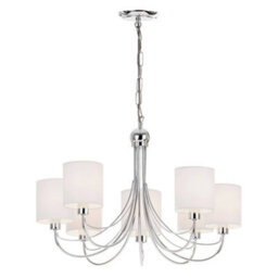 Luminosa Lighting Luminosa Phantom 7 Light Multi Arm Chandelier Chrome & White Tc Fabric Finish, E14 - thumbnail 1