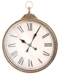 Wyld and Coco Heritage Clock Co Gold Wall Clock 40 X 51 Cm - Distressed Vintage Finish With Roman Numerals - thumbnail 1