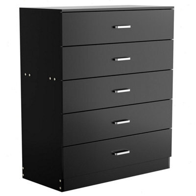 5-Drawer Chest Black High Gloss Chest Of Drawers - image 1
