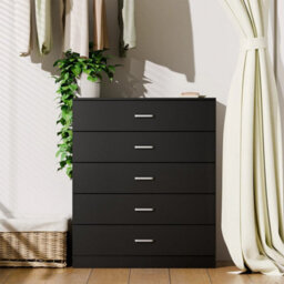 5-Drawer Chest Black High Gloss Chest Of Drawers - thumbnail 5