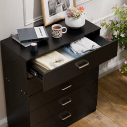 5-Drawer Chest Black High Gloss Chest Of Drawers - thumbnail 4