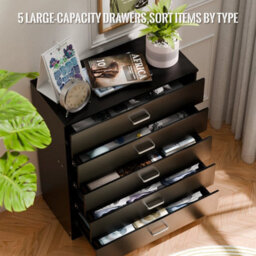 5-Drawer Chest Black High Gloss Chest Of Drawers - thumbnail 3