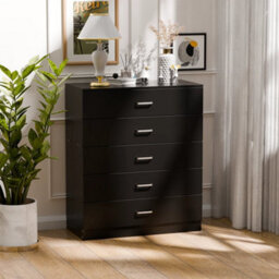 5-Drawer Chest Black High Gloss Chest Of Drawers - thumbnail 2