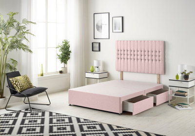 Somnior Beds Somnior Galaxy Plush Pink Divan Bed Base With 4 Drawers And Headboard - Double - image 1