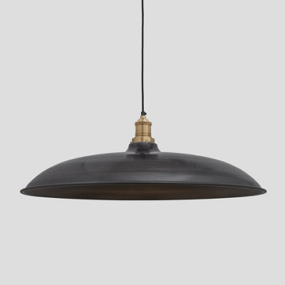 Industville Brooklyn Giant Bowl Pendant, 24 Inch, Pewter, Brass Holder - image 1
