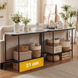 Costway Entryway Table Sofa Console Table With Faux Marble Top-Grey - thumbnail 5