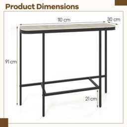 Costway Entryway Table Sofa Console Table With Faux Marble Top-Grey - thumbnail 3