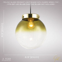 Happy Homewares Ombre Green And Clear Bubble Glass Pendant Lighting Shade With Gold Lamp Holder - thumbnail 6