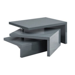 Furniture in Fashion Design Rotating High Gloss Coffee Table With 3 Tops In Grey - thumbnail 4