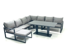 Fimous 8 Seater Outdoor Aluminum Garden Furniture Set Corner Sofa Big Footstool Adjustable Rising Lifting Dining Table Sets - thumbnail 1