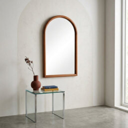 Sweeek - Arched Wall Mirror Pine Wood, Luke, Walnut, 50X3X90 Cm - thumbnail 1