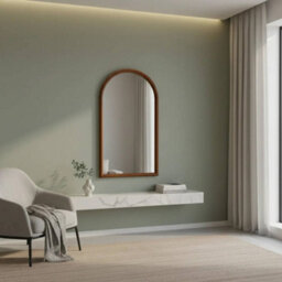 Sweeek - Arched Wall Mirror Pine Wood, Luke, Walnut, 50X3X90 Cm - thumbnail 2