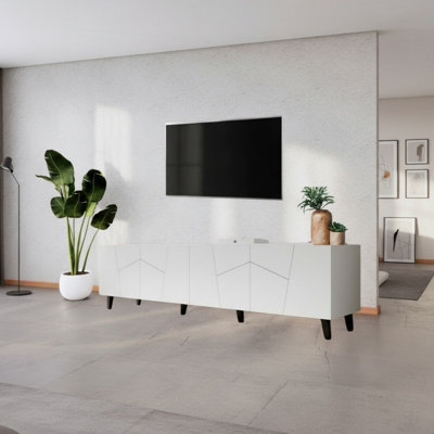 Etna 200 Cm Contemporary Tv Cabinet And Sideboard For Modern Interiors White - image 1